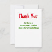 Kerstmis Leraressen Waardering Kinderen Dinosaurus Bedankkaart (Achterkant)