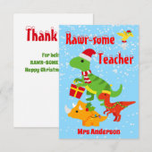 Kerstmis Leraressen Waardering Kinderen Dinosaurus Bedankkaart (Voorkant / Achterkant)