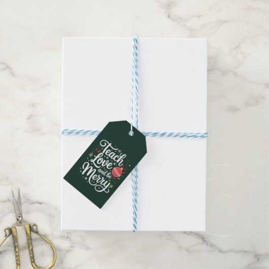 Kerstmis Leren Liefde & Wees Vrolijk Grappig Gesch Cadeaulabel (Met Touw)