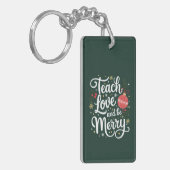 Kerstmis Leren Liefde & Wees Vrolijk Grappig Kerst Sleutelhanger (Voorkant Links)