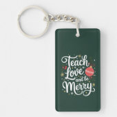 Kerstmis Leren Liefde & Wees Vrolijk Grappig Kerst Sleutelhanger (Voorkant)