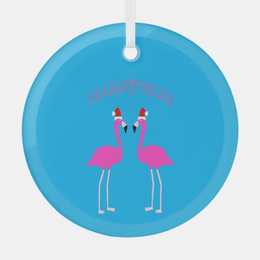 Kerstmis Lesbische Flamingo's Flamingo Belles Glas Ornament (Voorkant)
