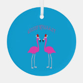 Kerstmis Lesbische Flamingo's Flamingo Belles Glas Ornament (Achterkant)