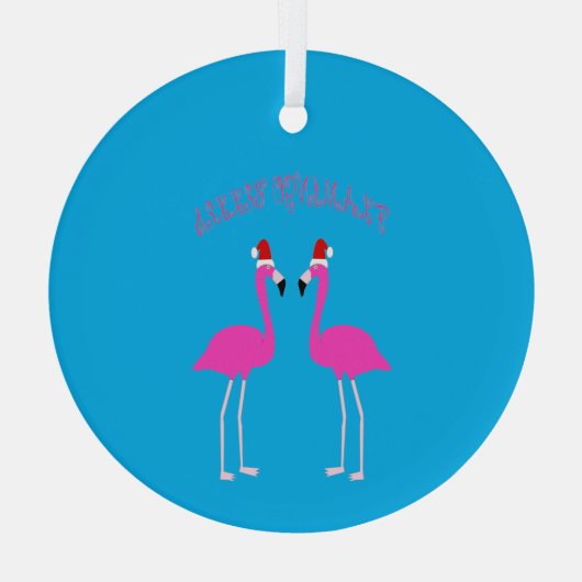 Kerstmis Lesbische Flamingo's Flamingo Belles Glas Ornament (Achterkant)