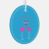 Kerstmis Lesbische Flamingo's Flamingo Belles Glas Ornament (Voorkant Rechts)