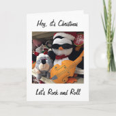 KERSTMIS = LET'S ROCK / ROLL = KLAAR OM TE VIEREN FEESTDAGEN KAART (Voorkant)
