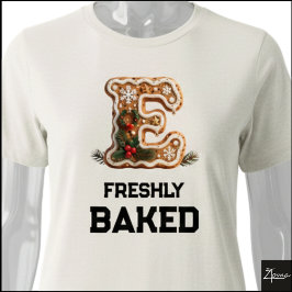 Kerstmis Letter E van Gemberkoek Tri-Blend Shirt