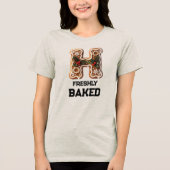 Kerstmis Letter H van Gemberkoek Tri-Blend Shirt (Voorkant)