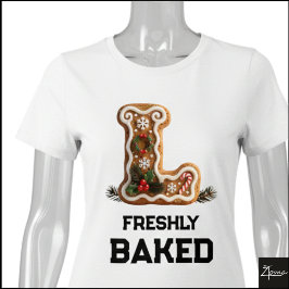 Kerstmis Letter L van Gemberkoek Tri-Blend Shirt