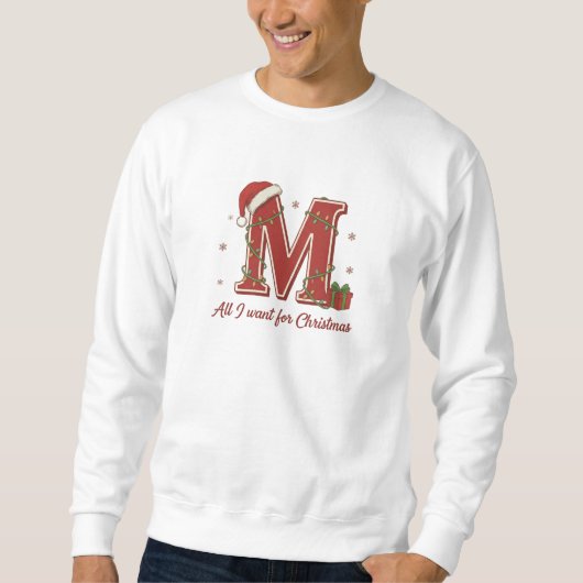 Kerstmis Letter M Monogram Ontwerp Trui (Voorkant)