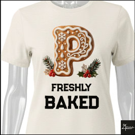 Kerstmis Letter P Koekje van Gemberkoek Tri-Blend Shirt