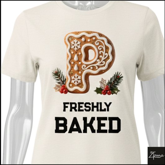 Kerstmis Letter P Koekje van Gemberkoek Tri-Blend Shirt