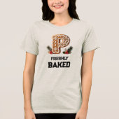 Kerstmis Letter P Koekje van Gemberkoek Tri-Blend Shirt (Voorkant)
