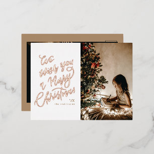 Kerstmis Lettering Foto Folie Feestdagen Briefkaart