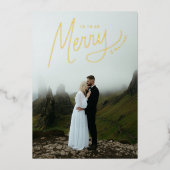 Kerstmis Lettering Winter Bruiloft Foto Folie Feestdagenkaart (Voorkant)