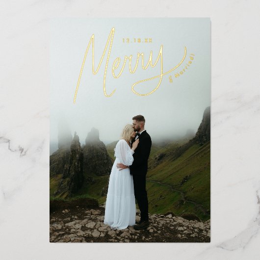 Kerstmis Lettering Winter Bruiloft Foto Folie Feestdagenkaart (Voorkant)