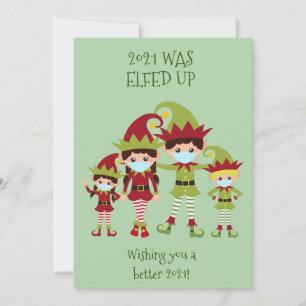 Kerstmis leuk gezichts masker Elfed Up Familie Feestdagenkaart