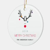 Kerstmis leuk rendier wit rood familie keramisch ornament (Links)