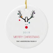 Kerstmis leuk rendier wit rood familie keramisch ornament (Achterkant)