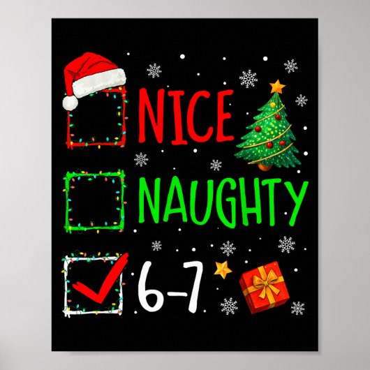 Kerstmis Leuk Stout 67 Brainrot Grappig 6-7 Meme Poster (Voorkant)