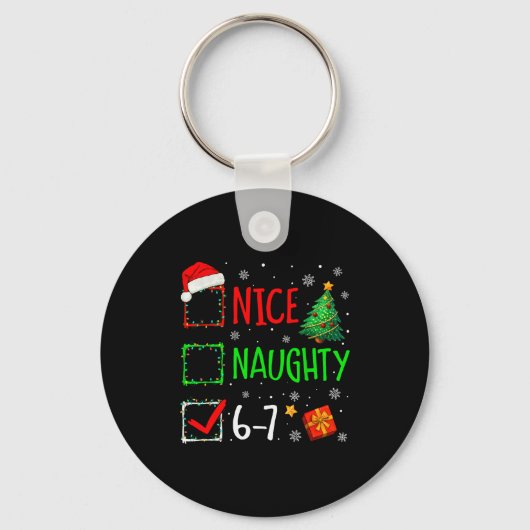 Kerstmis Leuk Stout 67 Brainrot Grappig 6-7 Meme Sleutelhanger (Voorkant)