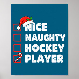 Kerstmis Leuk Stout Hockey Speler Lijst Kerstman C Poster