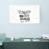 Kerstmis leuk tot het naughty blijkt Funny Santa Spandoek (Beurs)
