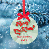 Kerstmis Leuke Foto Groene Whimsical Plezier Keramisch Ornament