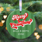 Kerstmis Leuke Foto Groene Whimsical Plezier Keramisch Ornament