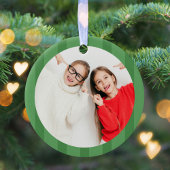 Kerstmis Leuke Foto Groene Whimsical Plezier Keramisch Ornament