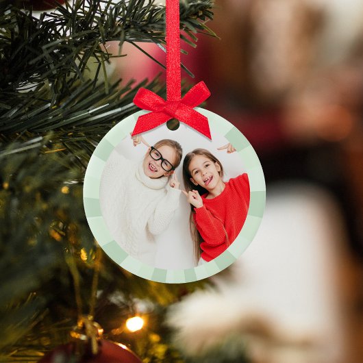 Kerstmis Leuke Foto Groene Whimsical Plezier Keramisch Ornament