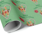 Kerstmis Leuke Gingerbread Candy Cane Gepersonalis Cadeaupapier (Rol Hoek)