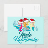 Kerstmis Leuke Hawaiiaan van de Meermin van Feestdagenkaart (Voorkant / Achterkant)