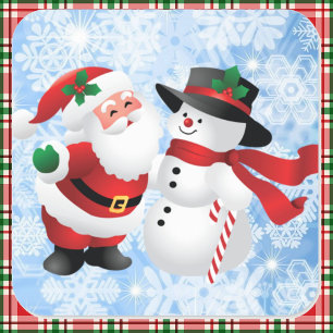 Kerstmis Leuke Kerstman en Sneeuwman 20 Vierkante Sticker
