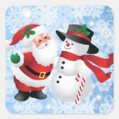 Kerstmis Leuke Kerstman en Sneeuwman 20 Vierkante Sticker (Voorkant)