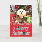Kerstmis - Lhasa Apso - Hefboom Feestdagen Kaart (Voorkant)