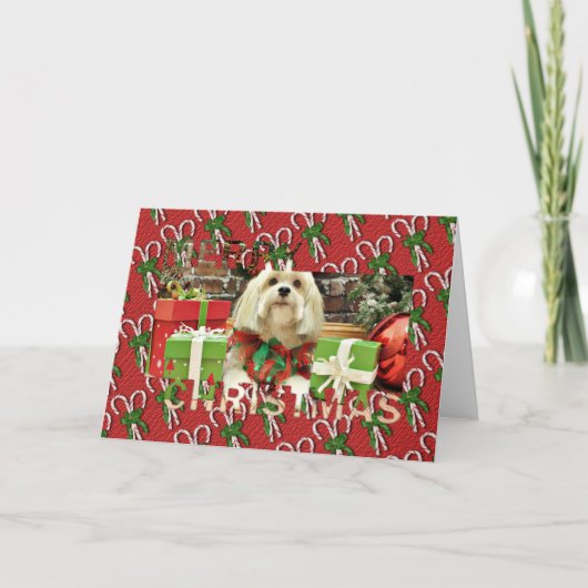 Kerstmis - Lhasa Apso - Muffie Feestdagen Kaart (Voorkant)