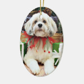 Kerstmis - Lhasa Apso - Muffie Keramisch Ornament (Links)