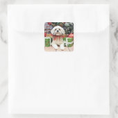 Kerstmis - Lhasa Apso - Muffie Vierkante Sticker (Tas)