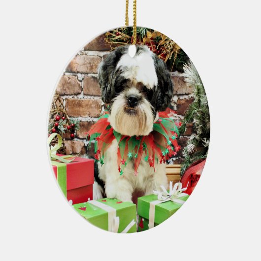 Kerstmis - Lhasa Apso - Parker Keramisch Ornament (Rechts)