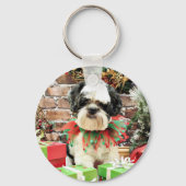 Kerstmis - Lhasa Apso - Parker Sleutelhanger (Voorkant)