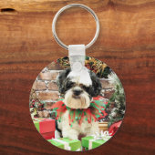 Kerstmis - Lhasa Apso - Parker Sleutelhanger (Voorkant)