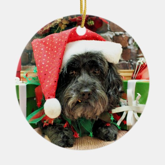 Kerstmis - Lhasa Apso - Pixie Keramisch Ornament (Voorkant)