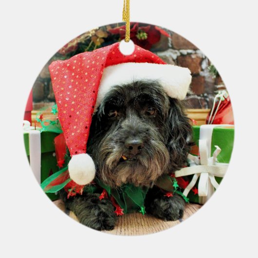 Kerstmis - Lhasa Apso - Pixie Keramisch Ornament (Achterkant)