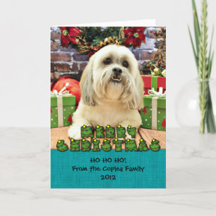 Kerstmis - Lhasa Apso - solo Feestdagen Kaart