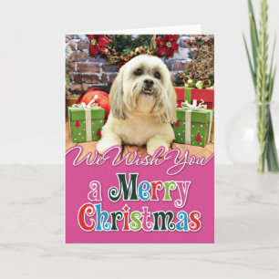 Kerstmis - Lhasa Apso - Solo Feestdagen Kaart