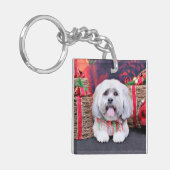 Kerstmis - Lhasa Apso - Solo Sleutelhanger (Voorkant Links)