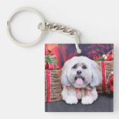 Kerstmis - Lhasa Apso - Solo Sleutelhanger (Voorkant)
