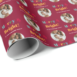 Kerstmis & Licht Aangepaste Familie Foto Rode Kers Cadeaupapier
