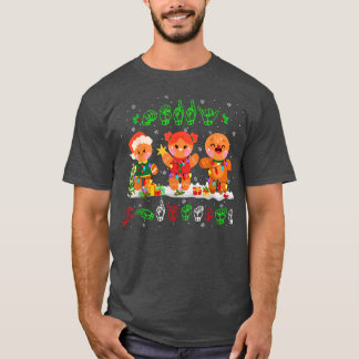 Kerstmis Lichtjes Gingerbread ASL Gebarentaal T-shirt